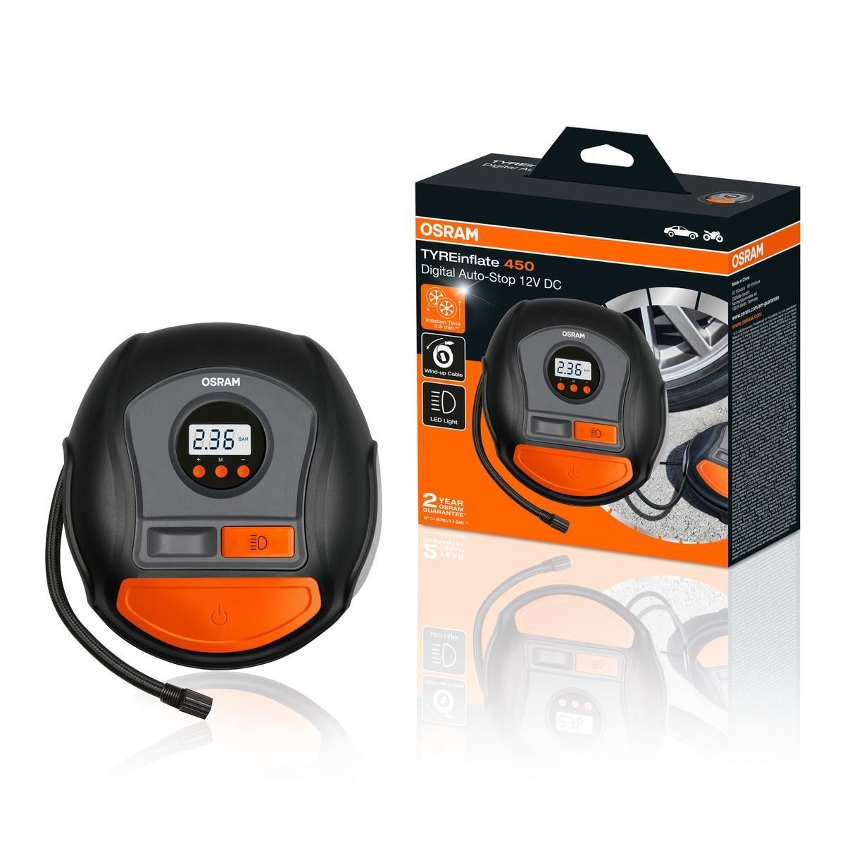 Osram Ring 12v Mini Portable Air Compressor Digital Pump for Car Motorcycle Bike OTI450