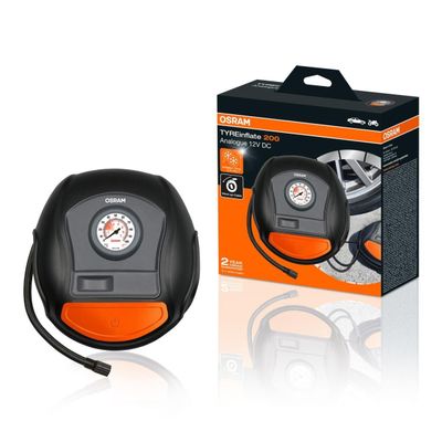 OSRAM Analogue Fast Tyre Inflator C/W 12V Cable with Plug  TYREinflate 200 OTI200