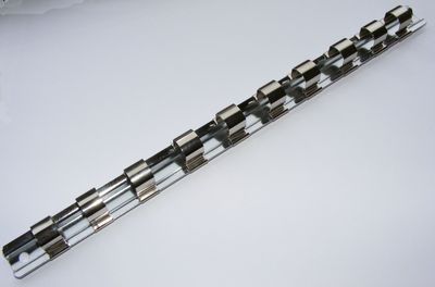 CONSOLIDATED TOOLS 3/8 DRIVE 260mm SOCKET RAIL + RETAINING CLIPS x 10