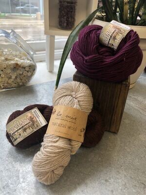 Natural Wool Yarn (3 different colours)