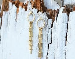 Matte Gold Ring & Chain Earrings