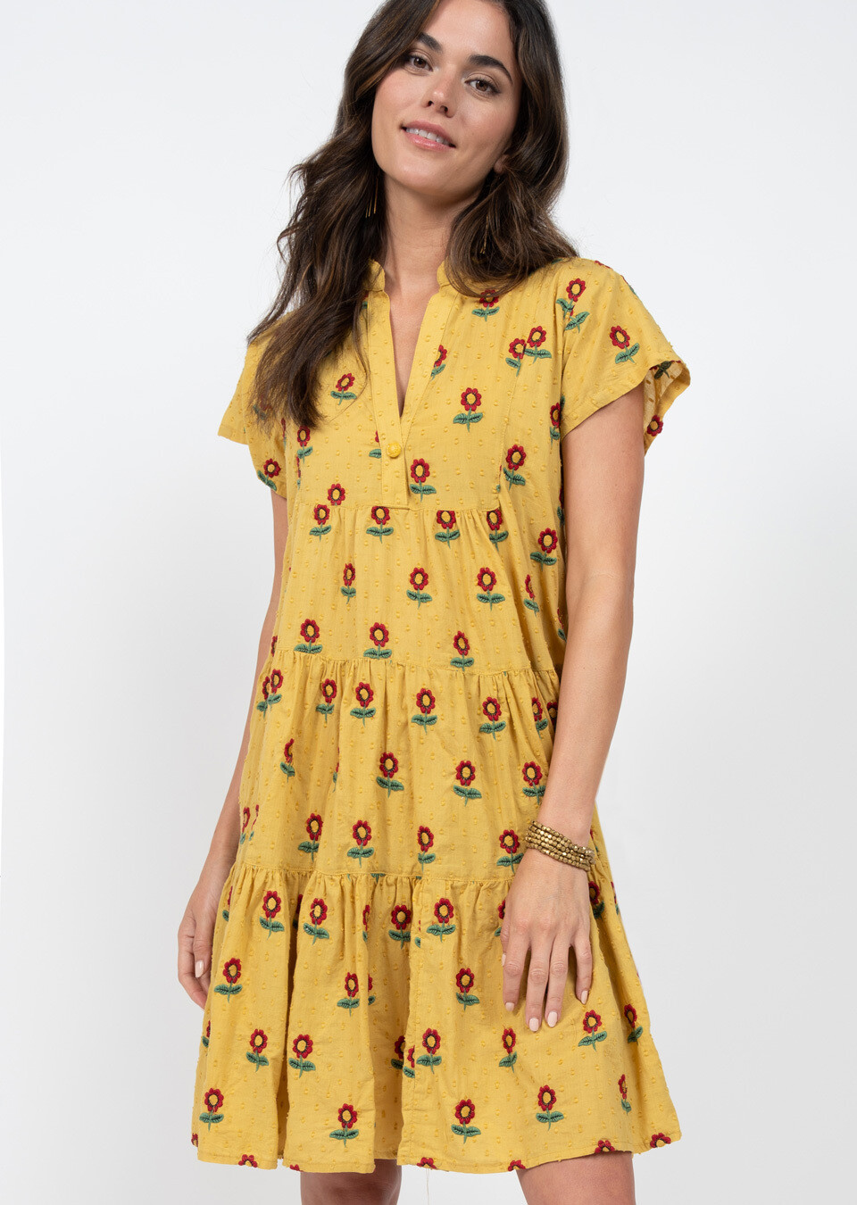 Sunshine and Flowers Tiered Dress
