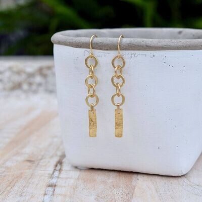 Hammered Matte Gold Chain Earrings