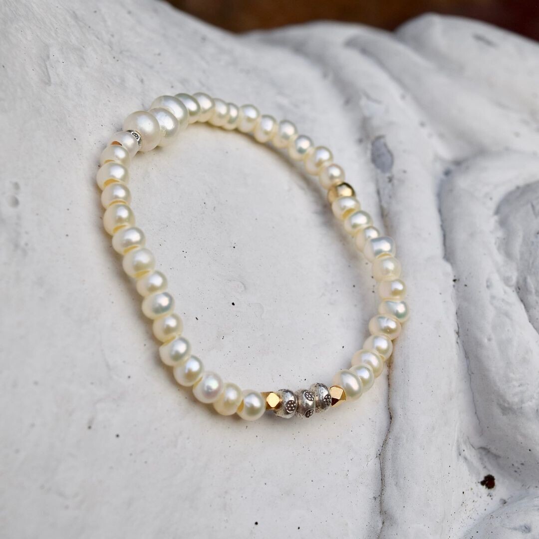 Freshwater Pearl, Thai Silver & Gold Vermeil Bracelet