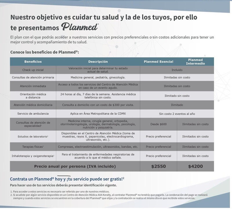 KERALTY DE AXA seguro de Gastos Medicos Menores con varios servicios