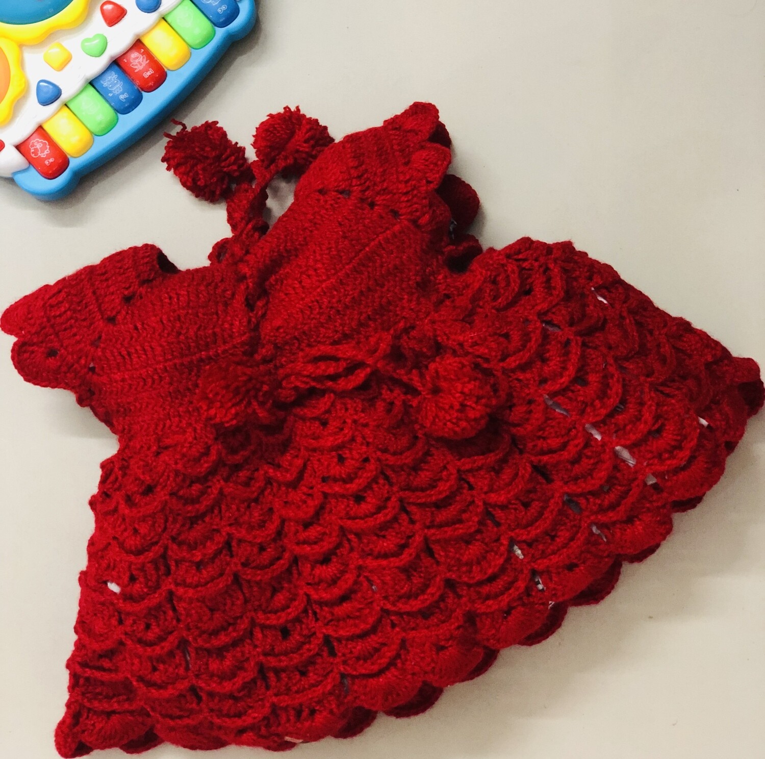 Baby girl knitted red frock