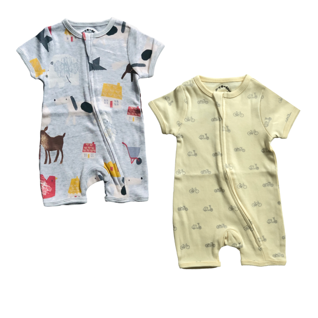 Half Romper - Animals And Cycle- Pack Of 2 (0- 12 Months)