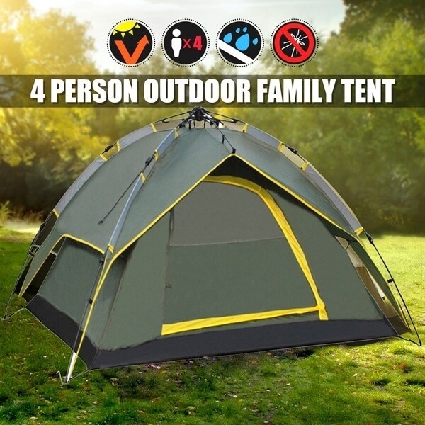4 Staffel 4 Personen Campingzelt Doppellagig Auto Wasserdicht Winddicht Outdoor Wanderausrüstung