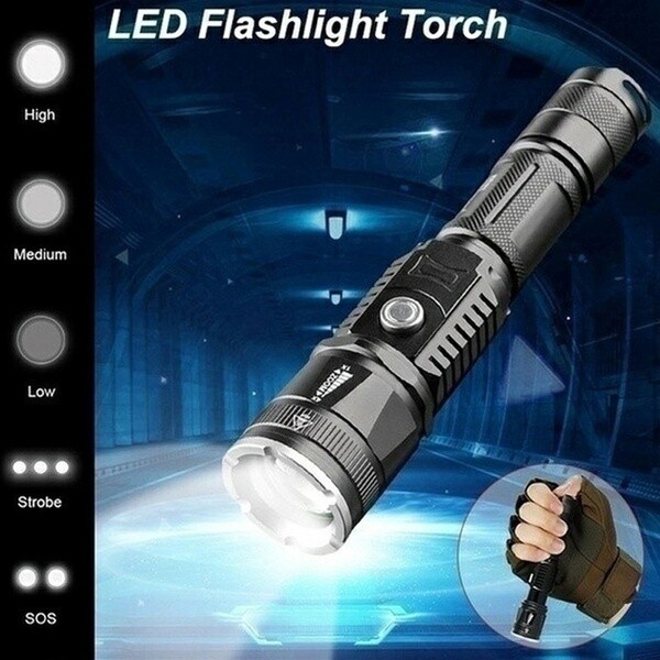 2020 new powerful 999900000LM flashlight glare flashlight USB rechargeable waterproof LED light super bright field application