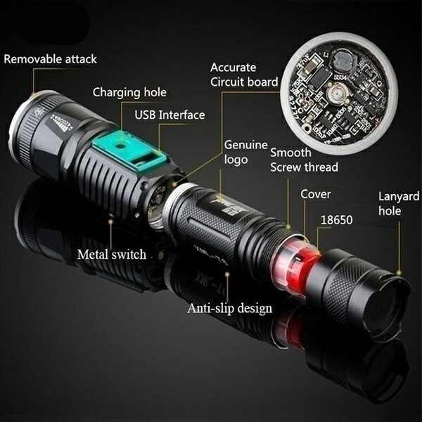 2020 new powerful 999900000LM flashlight glare flashlight USB rechargeable waterproof LED light super bright field application