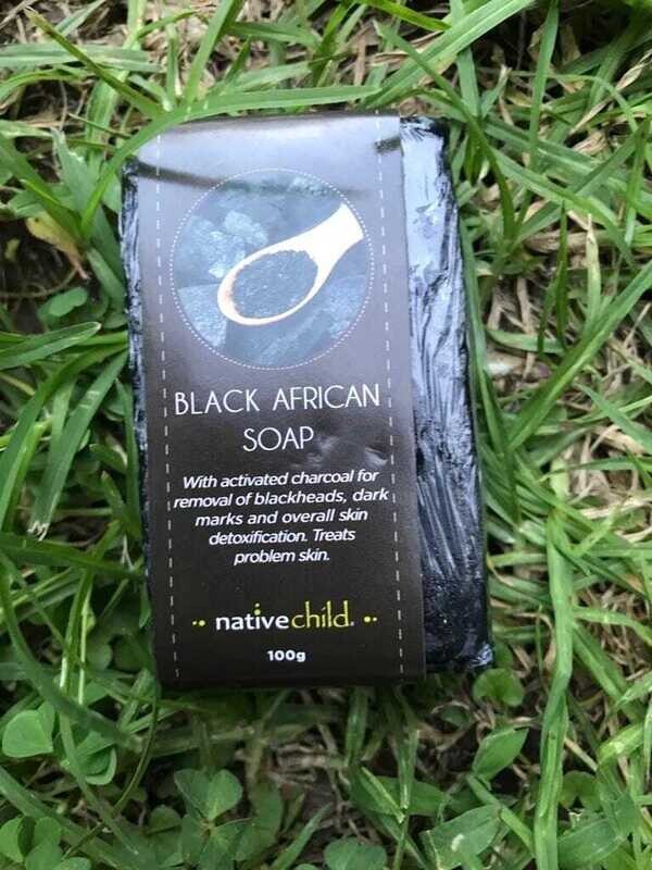 Native Child - 100g - face soap - Black African Soap with Activated charcoal