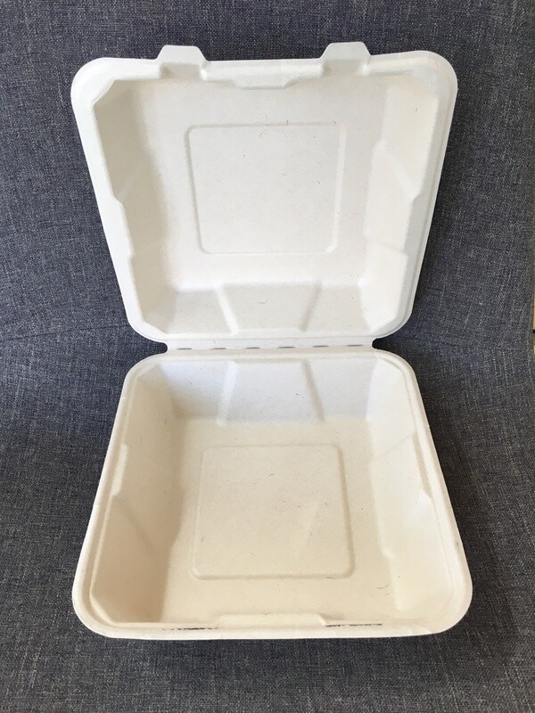 Caribe Compostables 8 x 8 To Go Fiber Container Single Compartment 200 Units per case