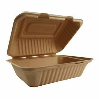 Caribe Compostables 9 x 6 To Go Fiber Container 250 Units per case