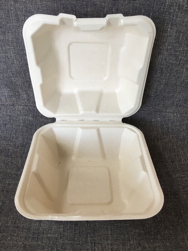 Caribe Compostables 6 x 6 To Go Fiber Box Container 500 Units per case