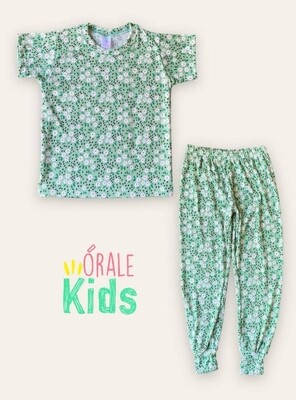 Pijama - GREEN RIBBED FLORAL -