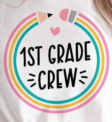 Women's Graphic Tees - 1st GRADE CREW PENCIL -