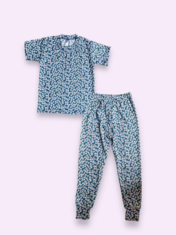 Pijama - BLUE RIBBED FLORAL -