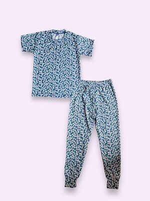 Pijama - BLUE RIBBED FLORAL -