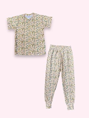 Pijama - PEACH RIBBED FLOWERS -