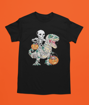 T Shirt Halloween - SKELETON + MUMMY TREX -