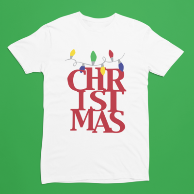T Shirt Christmas - CHR IST MAS RED + LIGHTS -