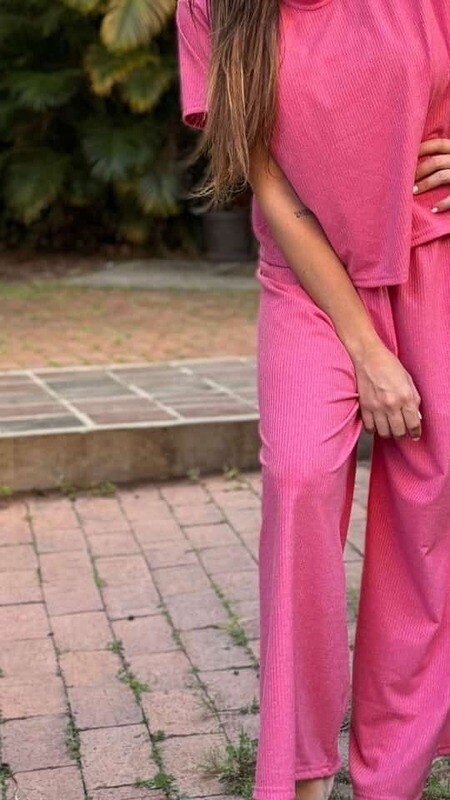 Set Casual Ligero - Fuschia Ribbed Set -