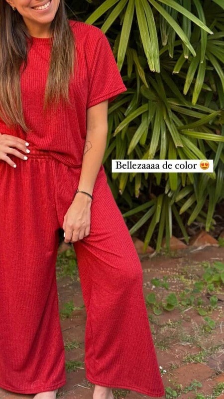 Set Casual Ligero - Red Ribbed Set -