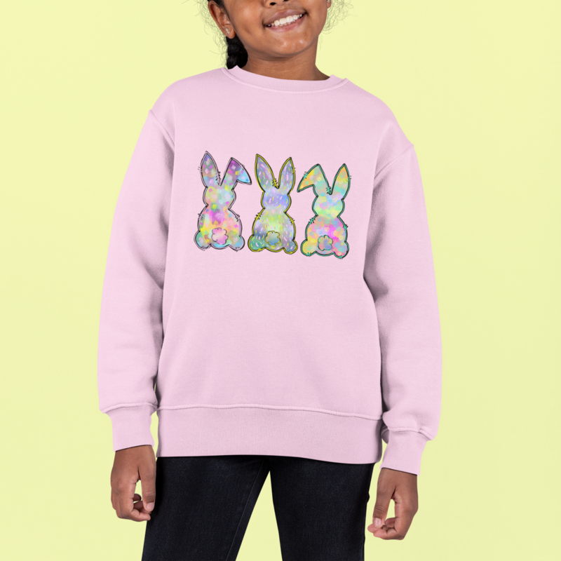 Sweater - EASTER RAINBOW BUNNIES PNK -