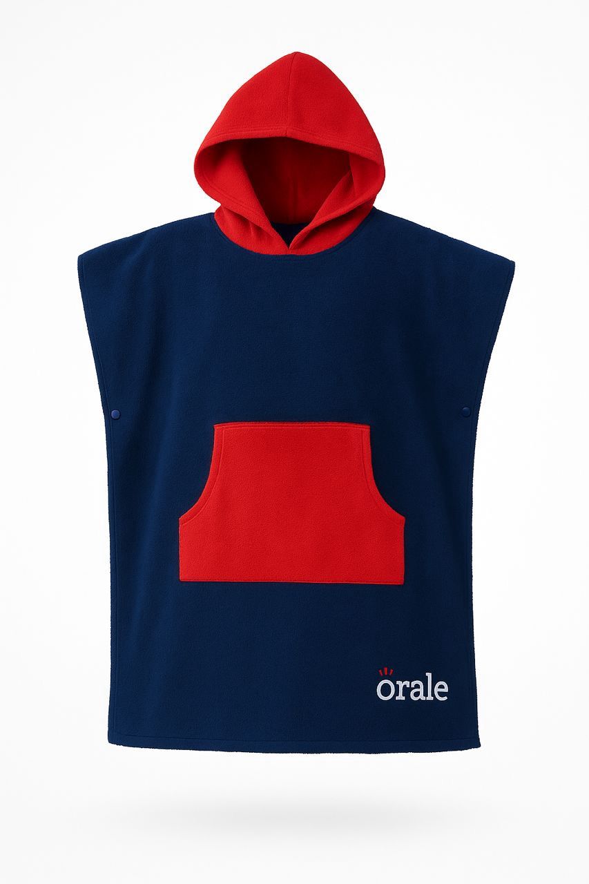 - Poncho Toalla Marino/Rojo -