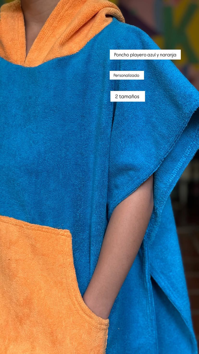 - Poncho Toalla Azul Rey / Naranja -
