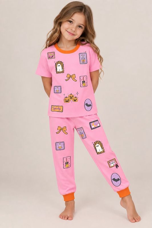 Pijama - Halloween Stamps Pink -