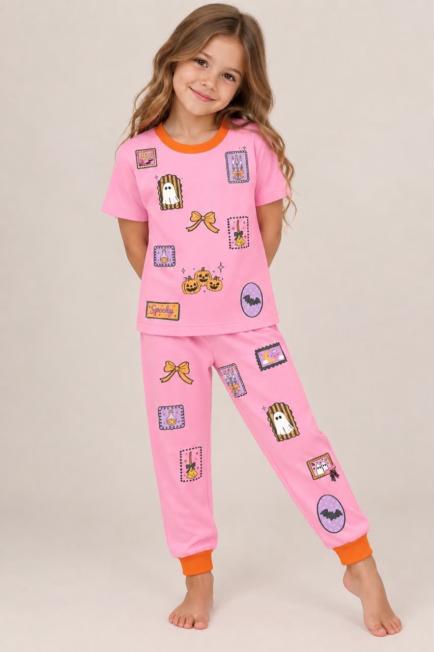 Pijama - Halloween Stamps Pink -