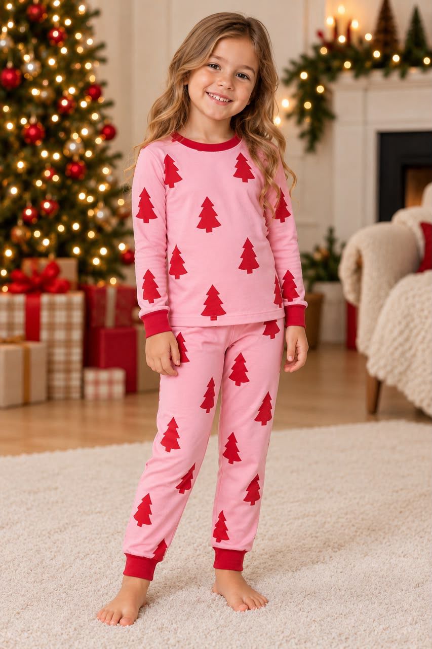 Pijama XMAS - XMAS TREES PINK -