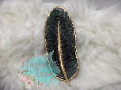 Handcrafted Feather Dish -Green/Black-