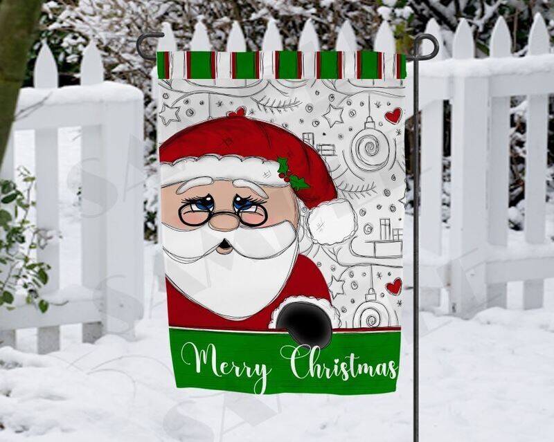 Santa Doodle  Garden Flag
