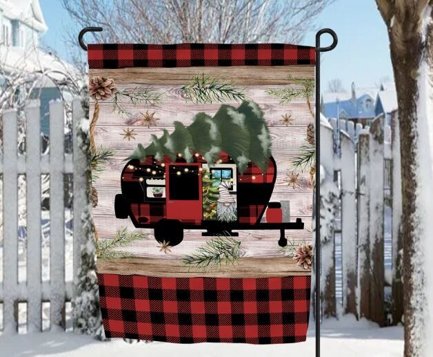 Christmas Camper Garden Flag