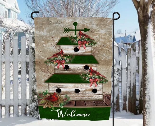 Country Birdhouse  Garden Flag