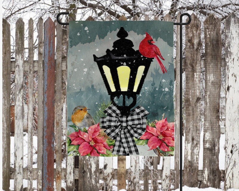 Cardinal and Lamp Post Garden Flag