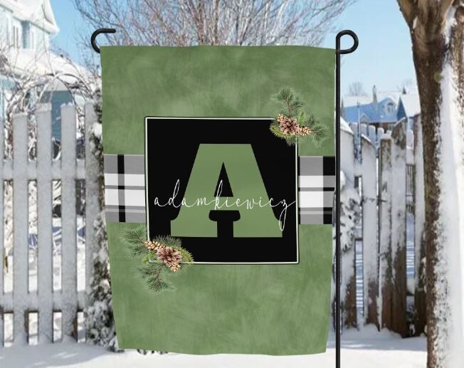 Pine Cone and Plaid  Garden Flag