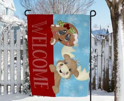 Moose and Friend   Garden Flag