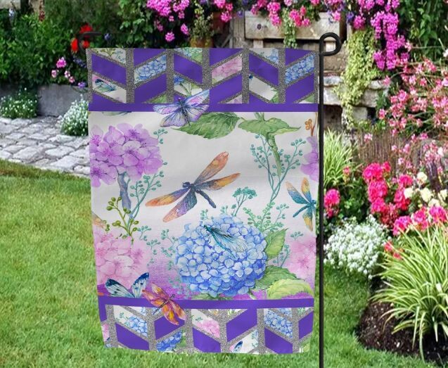 Dragonfly Garden Flag