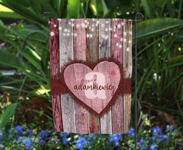 Wood Heart Garden Flag