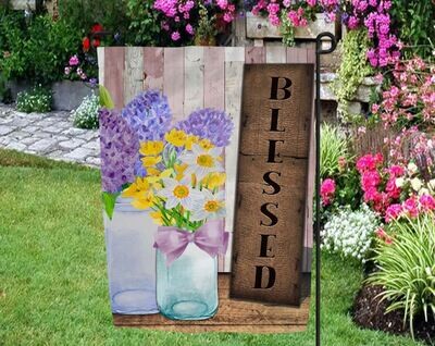 Blessed with Spring Floral Garden Flag