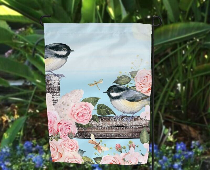 Chickadee in Spring Garden Flag