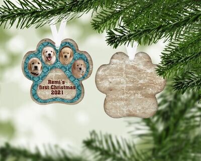 Paw Print Photo Metal Ornament