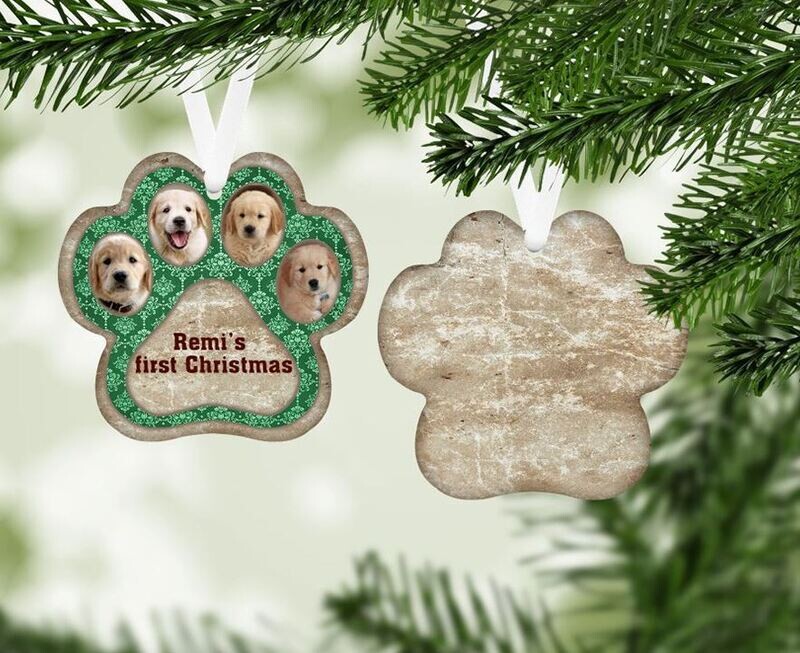 Paw Print Photo Metal Ornament
