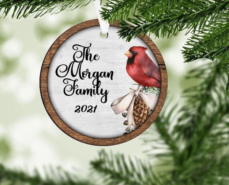 Cardinal Metal Round Ornament