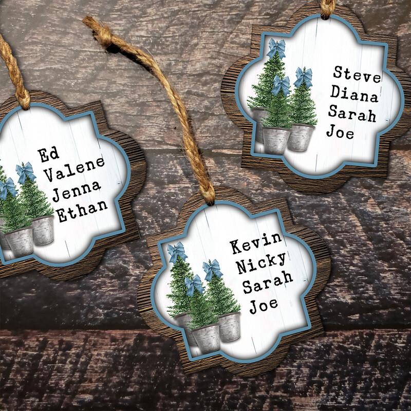 Family Quatrefoil Single Sided Hardboard Ornament
