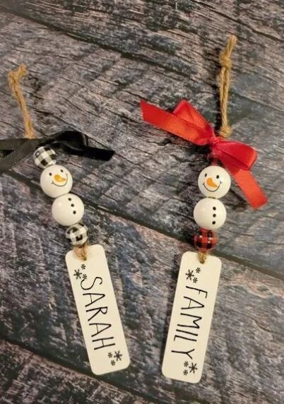 Snowman Friends Beaded  Ornament