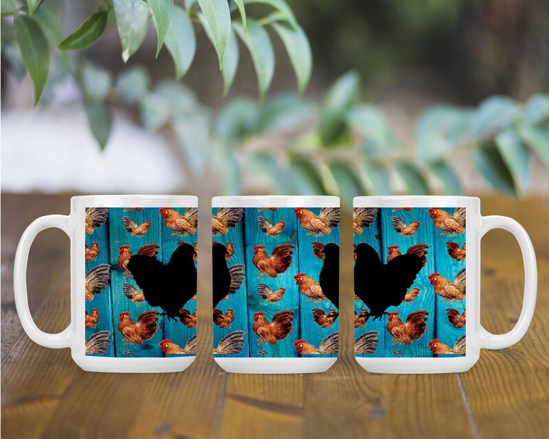 Chicken with Teal wood Mug